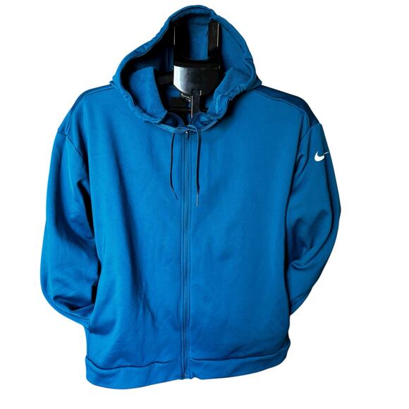 Nike Hoodie Men's Medium Teal Zip Up Logo Fleece Long Sleeve Athletic Sweater - Picture 1 of 9